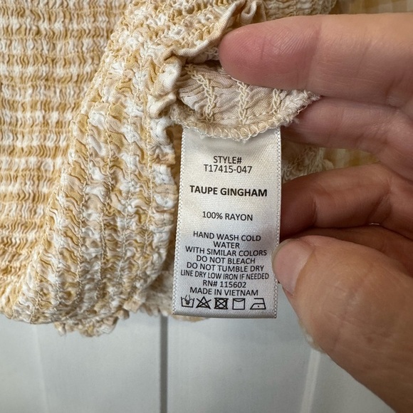 Lush Crop Top beige gingham E1.2 - Picture 3 of 6